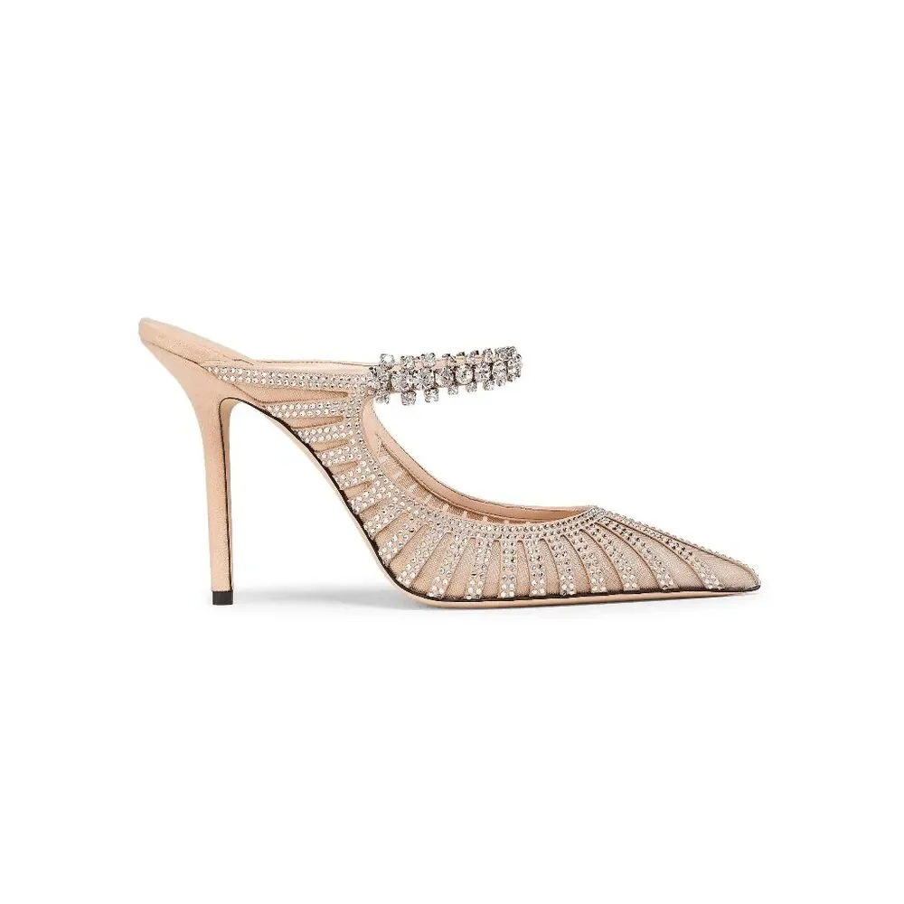 Jimmy Choo Bing 100MM Crystal-Embellished Mesh Mules EU39.5/US9.5 $1950 - Picture 2 of 12